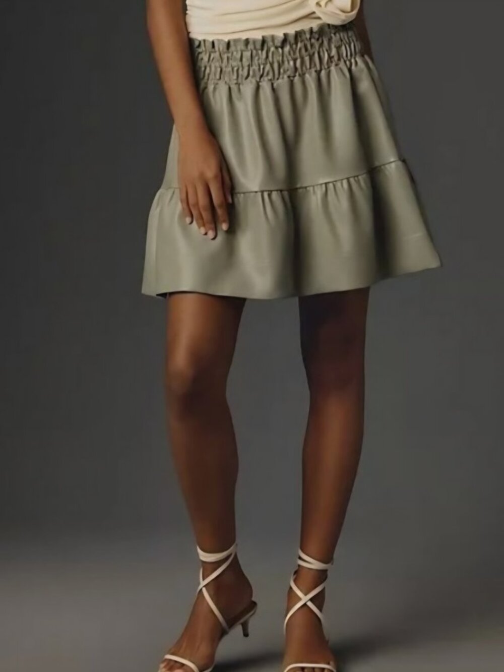Anthropologie NWT The Somerset Mini Skirt Faux Leather Edition Moss size medium